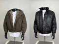 Men's Winter Jackets - Olive Fur-Lined Bomber & Black Leather Bomber Set