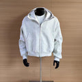 Heather Gray Cropped Zip-Up Hoodie, Men's Relaxed Fit Casual Jacket