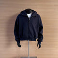 Men's Oversized Full-Zip Hoodie, Minimalist Dark Navy Sweatshirt Jacket
