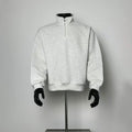 Light Gray Boxy Fit Half-Zip Pullover, Daily Wear Comfort Fleece Top