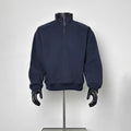 Navy Blue Half-Zip Pullover Sweatshirt, Men's Relaxed Fit Casual Top