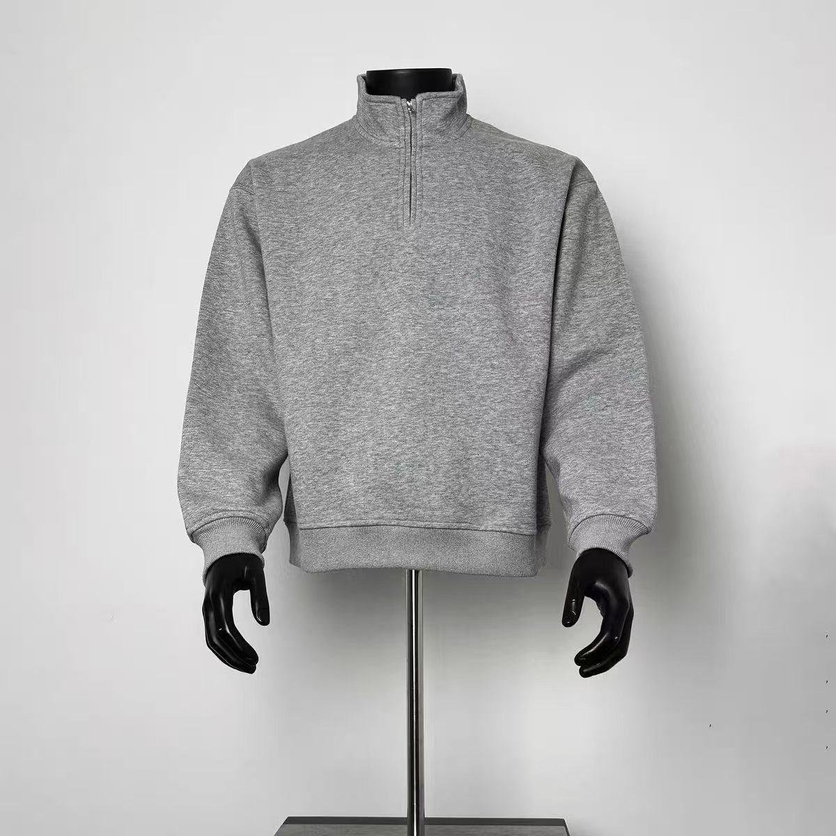 Men's Oversized Quarter-Zip Sweatshirt, Minimalist Streetwear Long Sleeve
