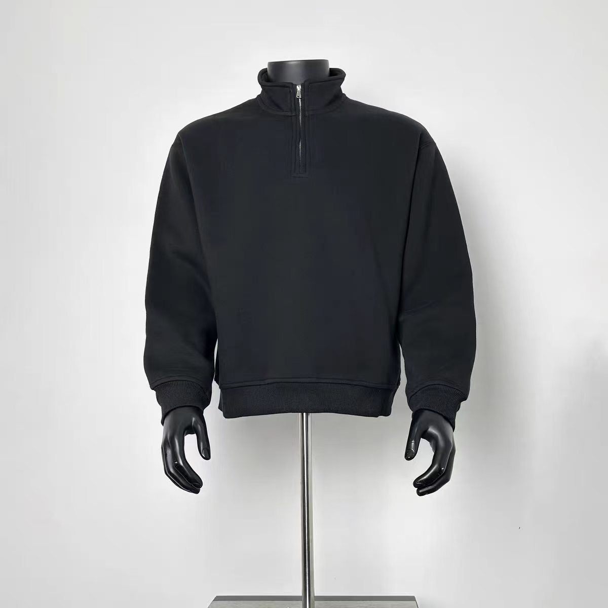 Men's Oversized Quarter-Zip Sweatshirt, Minimalist Streetwear Long Sleeve
