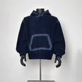 Men's Navy Blue Fleece Spray-Paint Effect Hoodie, Oversized Streetwear Sweatshirt