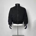 Oversized Black Zip-Up Bomber Style Jacket, Men's Casual Streetwear Top