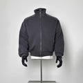 Oversized Dark Gray Zip-Up Bomber Style Jacket, Men's Casual Streetwear Top