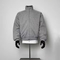 Men's Medium Heather Gray Full-Zip Stand Collar Jacket, Relaxed Fit Minimalist Sweatshirt