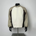 Men's Color Block Windbreaker Jacket, Beige & White Lightweight Full-Zip Top