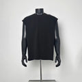 Black Raw Edge Sleeveless Muscle Tank Top For Men