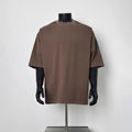 Coffee Brown Raw Edge Half Sleeve Oversized T-Shirt For Men