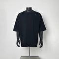 Men Plain Black Loose Mid Sleeve Distressed Crew Neck Blank Casual Tee