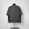 Dark Grey Raw Edge Half Sleeve Oversized T-Shirt For Men