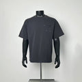 Dark Gray Oversized Crew Neck T-Shirt with Zipper Chest Pocket