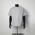 Men Minimal Solid Heather Grey Loose Fit Short Sleeve Tee Pocket Detail