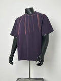 Dark Purple Vertical Streak Print Oversized Crew Neck T-Shirt