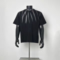 Men Abstract Gradient Line Graphic Loose Fit Crew Neck Short Sleeve Street Tee
