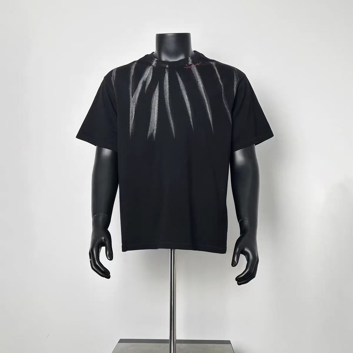 Men Abstract Gradient Line Graphic Loose Fit Crew Neck Short Sleeve Street Tee