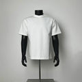 Men Minimal Plain White Half High Neck Loose Fit Short Sleeve Tee