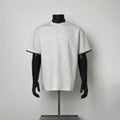 Heather Gray Oversized T-Shirt with Burgundy Wavy Scalloped Trim Collar & Cuffs