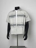Men Abstract Heartbeat Line Graphic Loose Fit Button Up Casual Resort Shirt