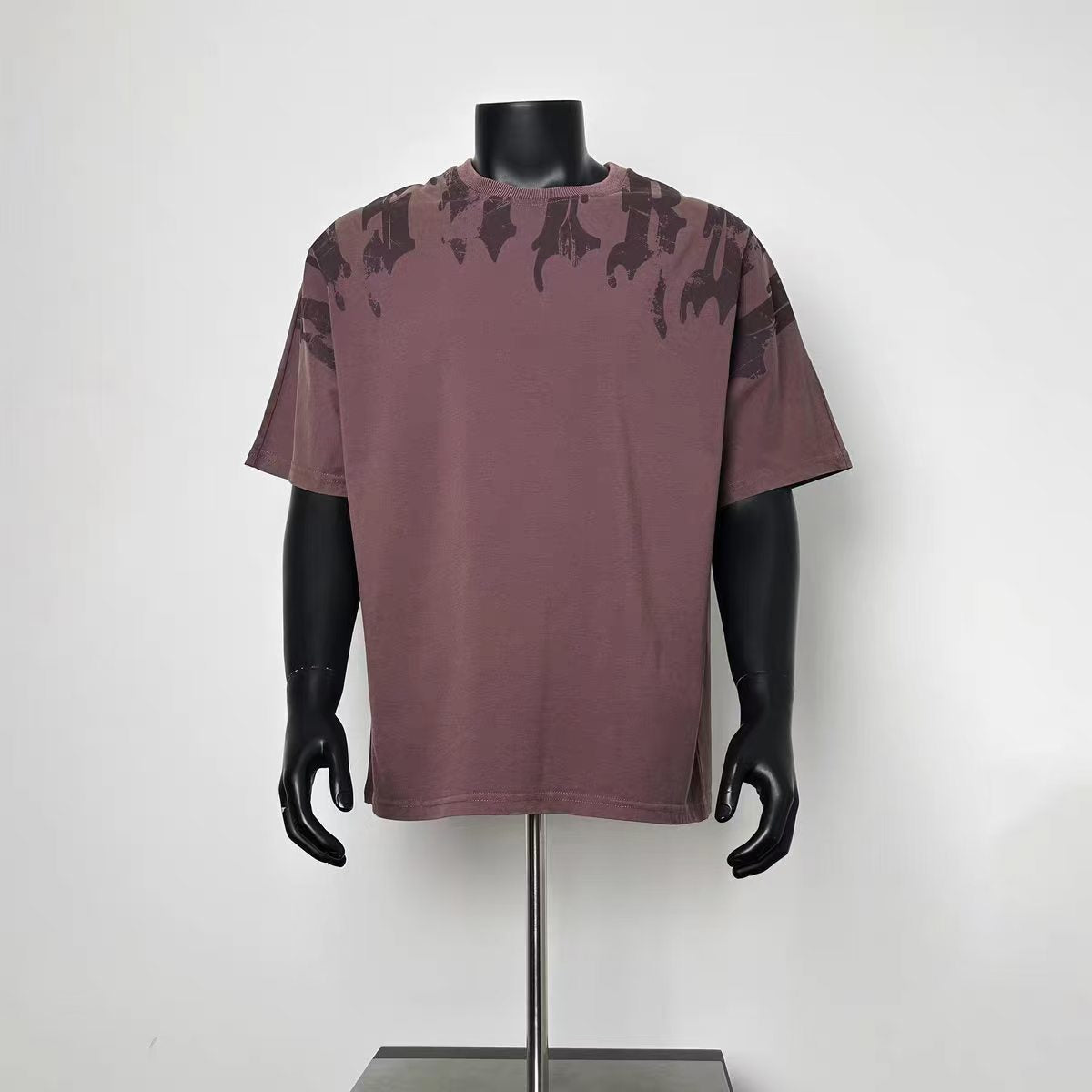 Men Vintage Washed Distressed Gothic Graphic Loose Fit Short Sleeve Tee