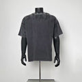 Men Distressed Dark Gray Gothic Spike Graphic Loose Fit Short Sleeve Street Tee