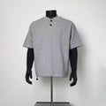 Men Two Button Mock Neck Loose Fit Casual Tee Drawstring Bottom Streetwear Top