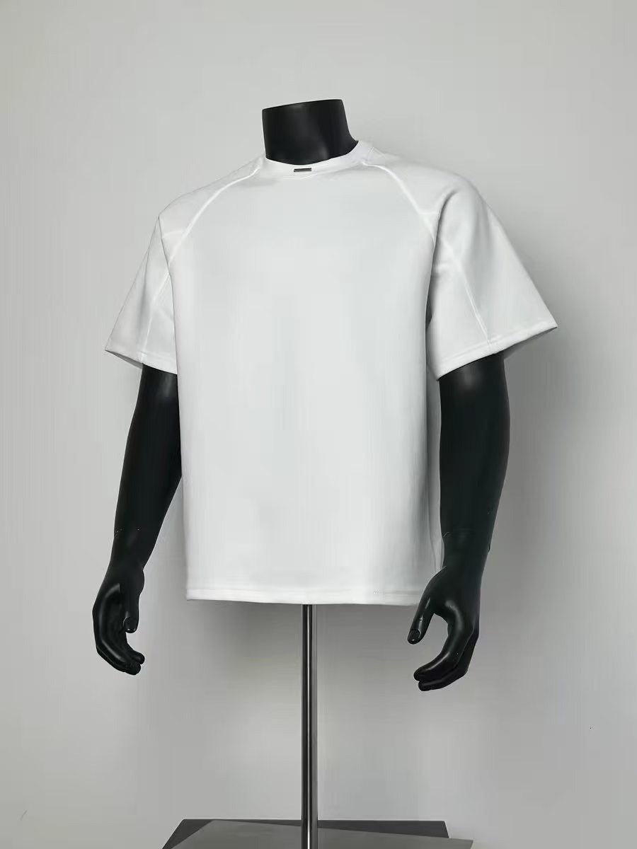 Clean Minimal Raglan Cut Relaxed Fit White Streetwear Short Sleeve T-Shirt