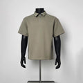 Khaki Quarter Zip Collar Polo Shirt Men Loose Raglan Short Sleeve Smart Casual Top