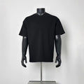 Solid Black Raglan Sleeve Crew Neck T-Shirt Men Loose Boxy Fit Hidden Neck Letter Print Minimal Basic Casual Tee