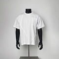 White Deconstructed Asymmetrical Panel T-Shirt Men Loose Boxy Crew Neck Patch