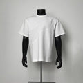 White Single Curved Diagonal Panel T-Shirt Men Loose Boxy Crew Neck Minimal