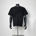 Dark Grey Two-Tone Curved Diagonal Panel T-Shirt Men Loose Boxy Crew Neck Color