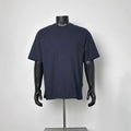 Navy Curved Contour Seam T-Shirt Men Loose Boxy Crew Neck Metal D-Ring Detail Side Slit Minimal Architectural Tailoring Short Sleeve Casual Tee