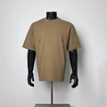 Cocoa Brown Curved Contour Seam T-Shirt Men Loose Boxy Crew Neck Metal D-Ring Minimal Architectural Tailoring Short Sleeve Casual Tee