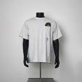 Heather Grey Tree Embroidery Patch Pocket T-Shirt Men Loose Boxy Crew Neck Root Line Print Nature Minimal Casual Short Sleeve Tee