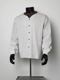 Men's 2-in-1 Fake Two Piece Henley Cardigan Long Sleeve Top, Grey Loose Fit Button Sweatshirt