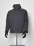 Men's Dark Heather Gray Softshell Hooded Jacket, Loose Fit Windproof Casual Pullover Hoodie Coat