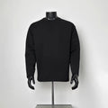 Men's Solid Black Mock Neck Long Sleeve Basic T-Shirt, Loose Fit Side Slit Layering Top