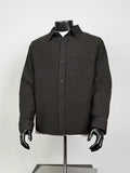 Men's Dark Heather Grey Flannel Long Sleeve Button Down Shirt, Loose Fit Single Chest Pocket Casual Overshirt