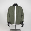 Men's Solid Army Green Curved Seam Utility Overshirt, Loose Fit Workwear Long Sleeve Button Up Shacket