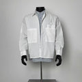 Color Block Patch Pocket Loose Workwear Long Sleeve Overshirt