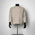 Men's Oatmeal Waffle Knit Crew Neck Sweater, Loose Textured Long Sleeve Pullover Casual Knit Top