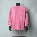 Men's Vintage Washed Pink Pocket Long Sleeve Crew Neck Tee