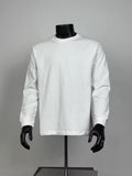 Men’s Solid White Crew Neck Long Sleeve T-Shirt Loose Fit Basic Cotton Base Layer Top