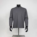 Men’s Solid Dark Grey Crew Neck Long Sleeve T-Shirt Loose Basic Cotton Base Layer Top