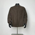 Men Dark Brown Stand Collar Hidden Button Overshirt with Dual Chest Pockets