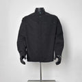 Men Black Mandarin Collar Hidden Button Utility Overshirt with Dual Chest Pockets