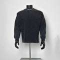 Men Vintage Washed Black Solid Crew Neck Sweatshirt Loose Drop Shoulder Long Sleeve Top