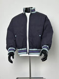Men's Retro Stripe Collar Cropped Puffer Jacket